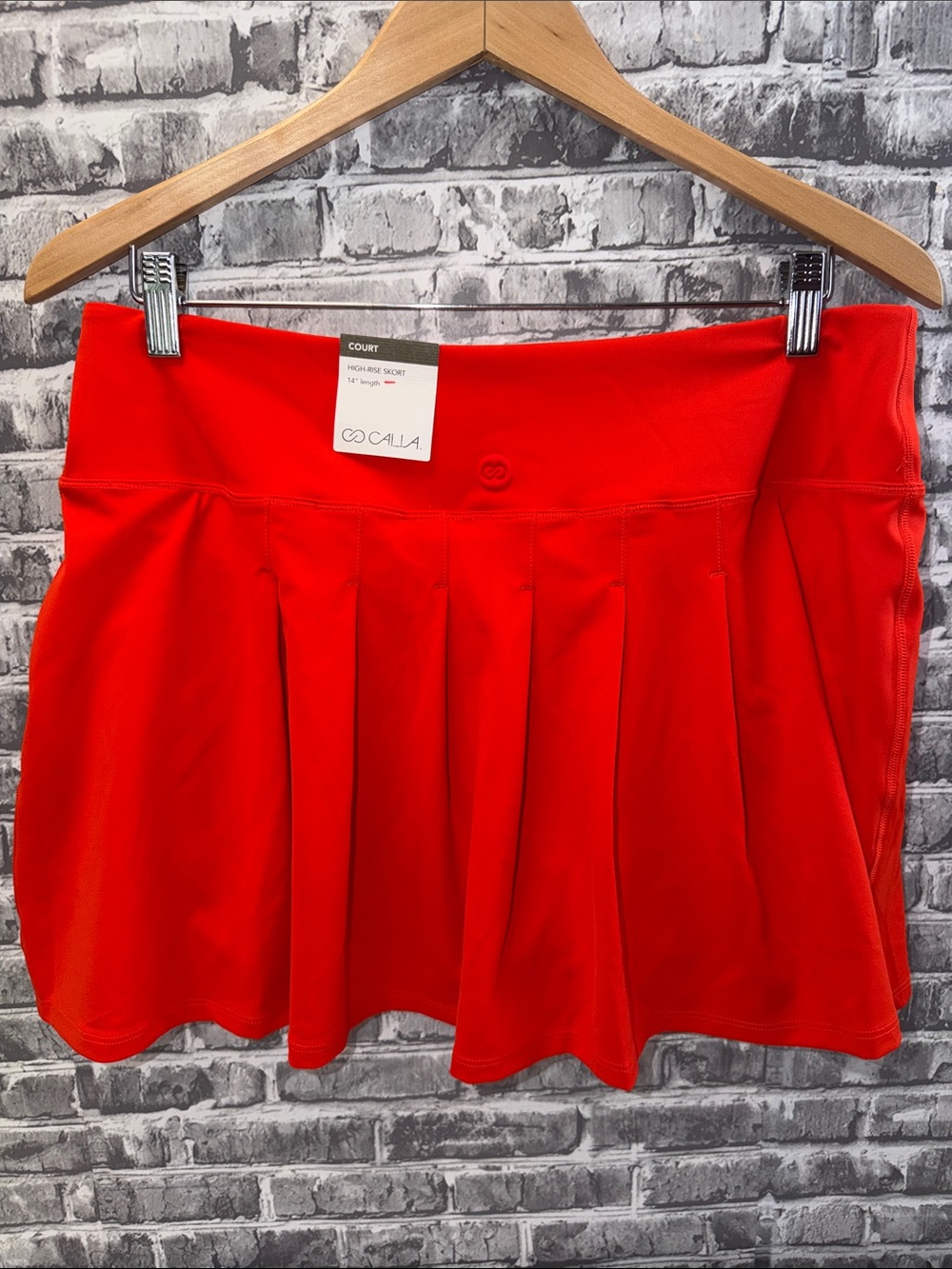 NWT CALIA Bright Red Pleated Skater‎ Skorts